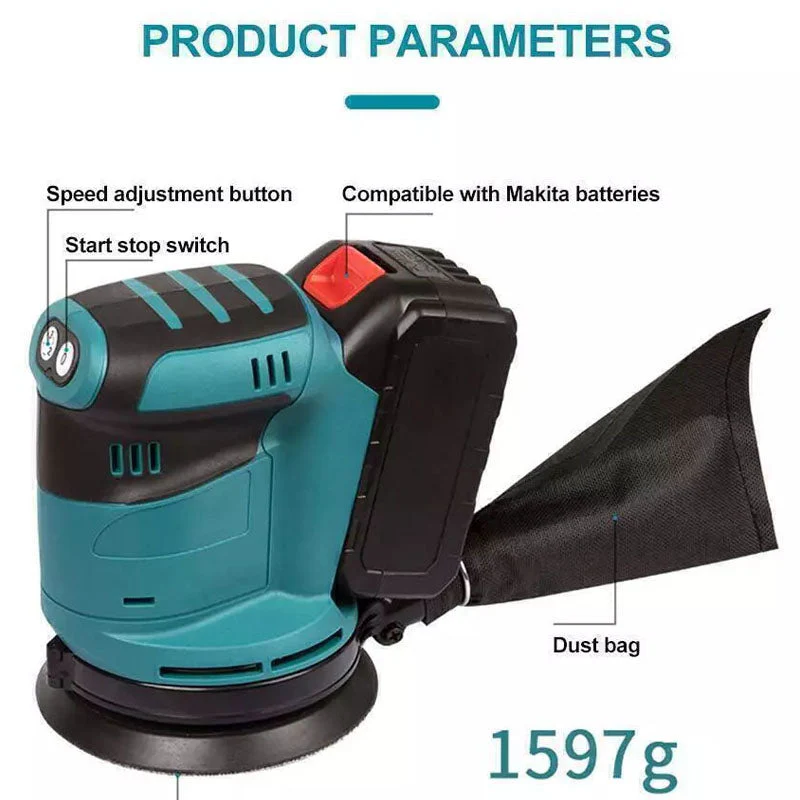 Orbital Sander 125MM Fits Makita 18V Battery - Image 6
