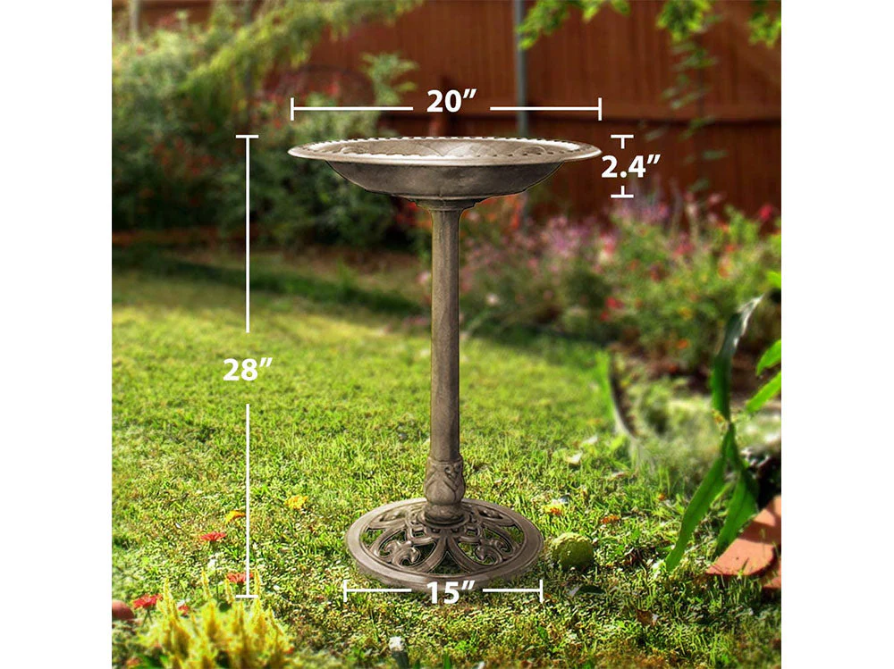 Outdoor Traditional Resin Garden Bird Bath-Copper - Image 8