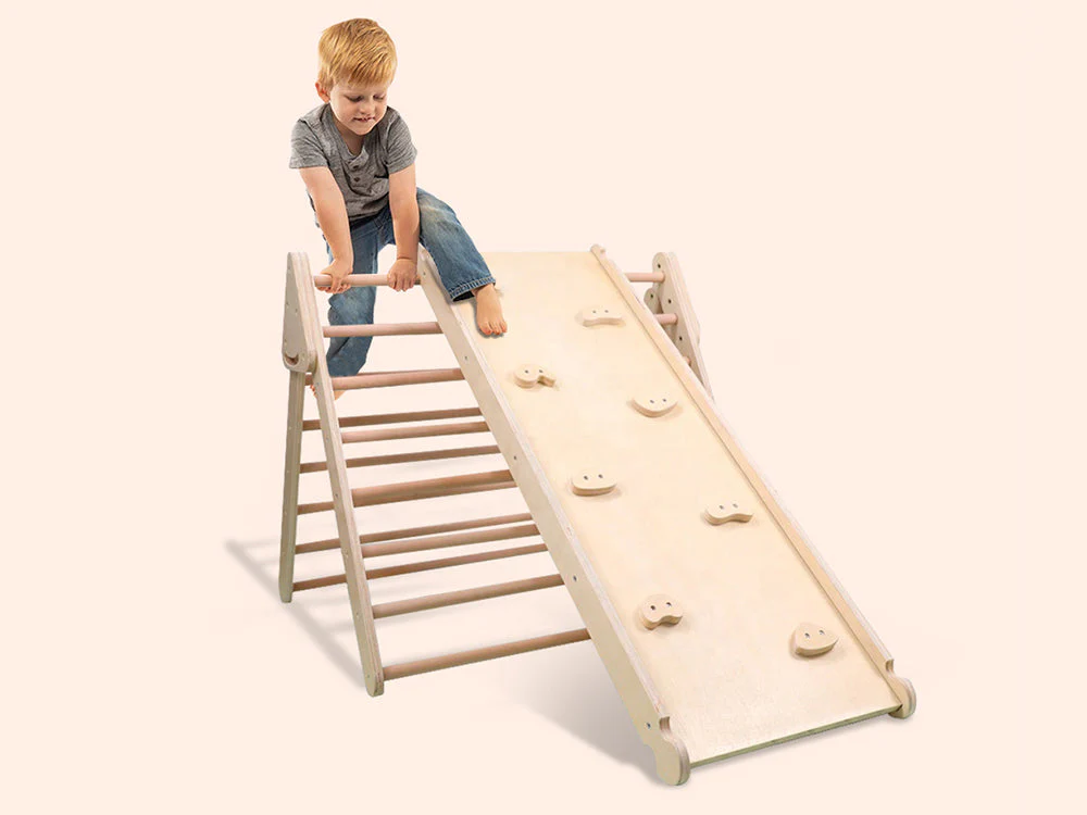 Pikler Triangle Frame with Ramp and Slide - Image 2