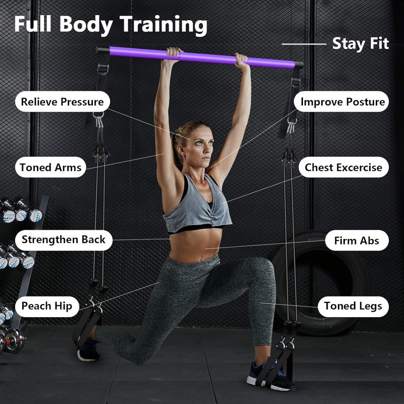 Pilates Stick Bar with Resistance Bands - Image 2