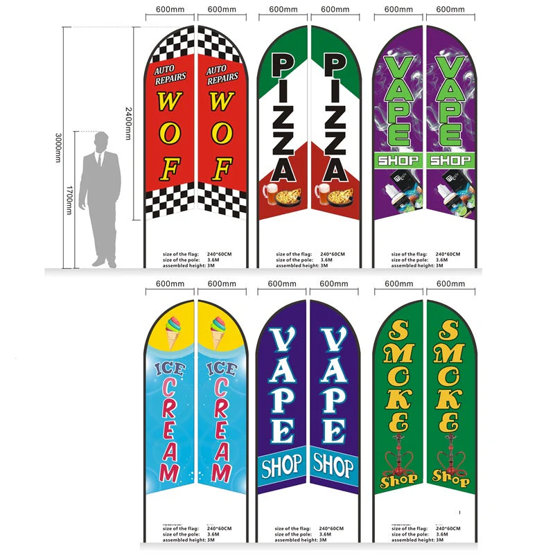PIZZA - Pre-print Double Sided Feather Banner Flag Business Commersial 3M - Image 3