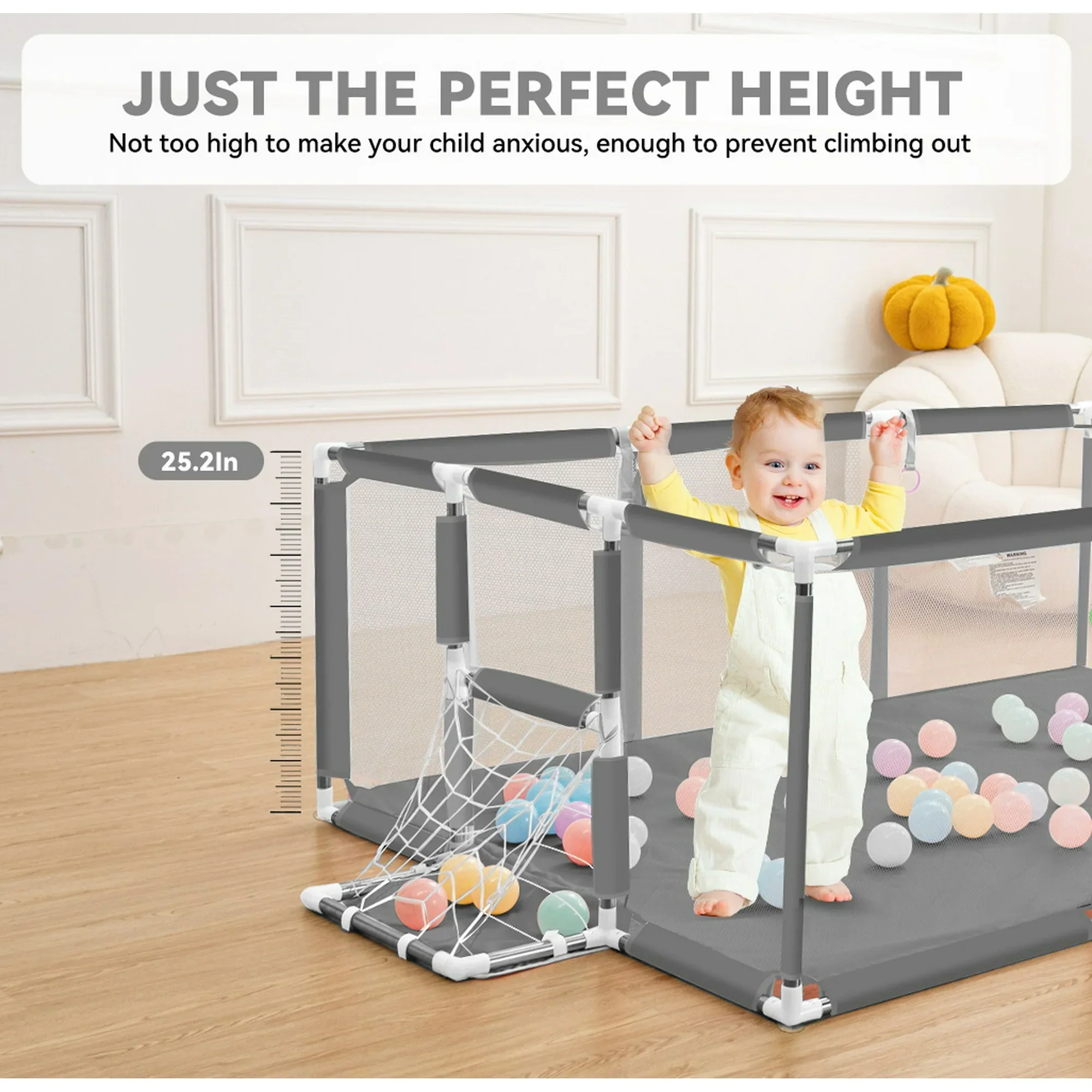 Playpen Safety Gate Pen Fence Playground Indoor Play Activity Centre Game Room Enclosure Barrier Yard Mesh Walls 120x230cm - Image 6