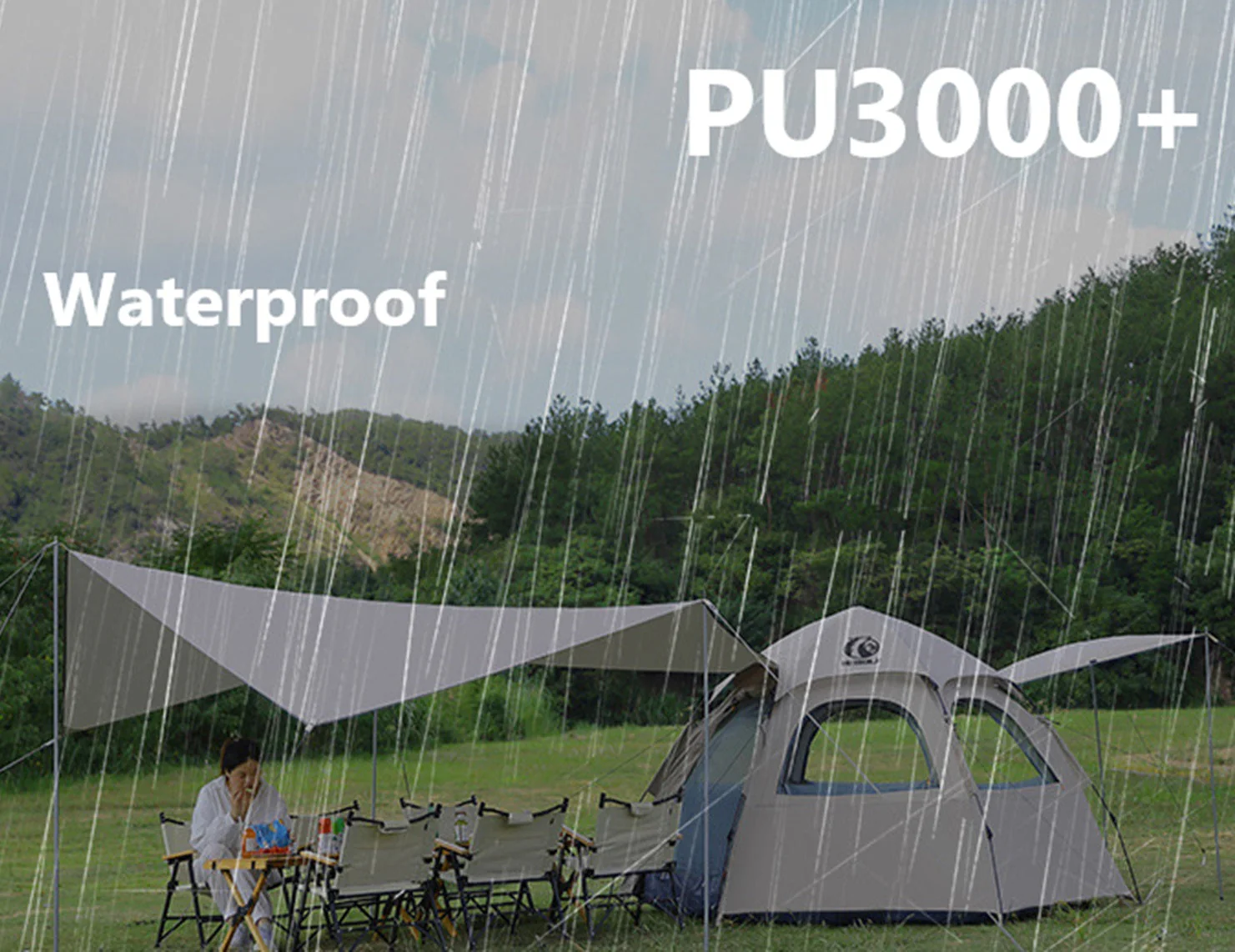 Pop-up Hexagonal Double-Layer Waterproof Tent + Winged Canopy - Image 11