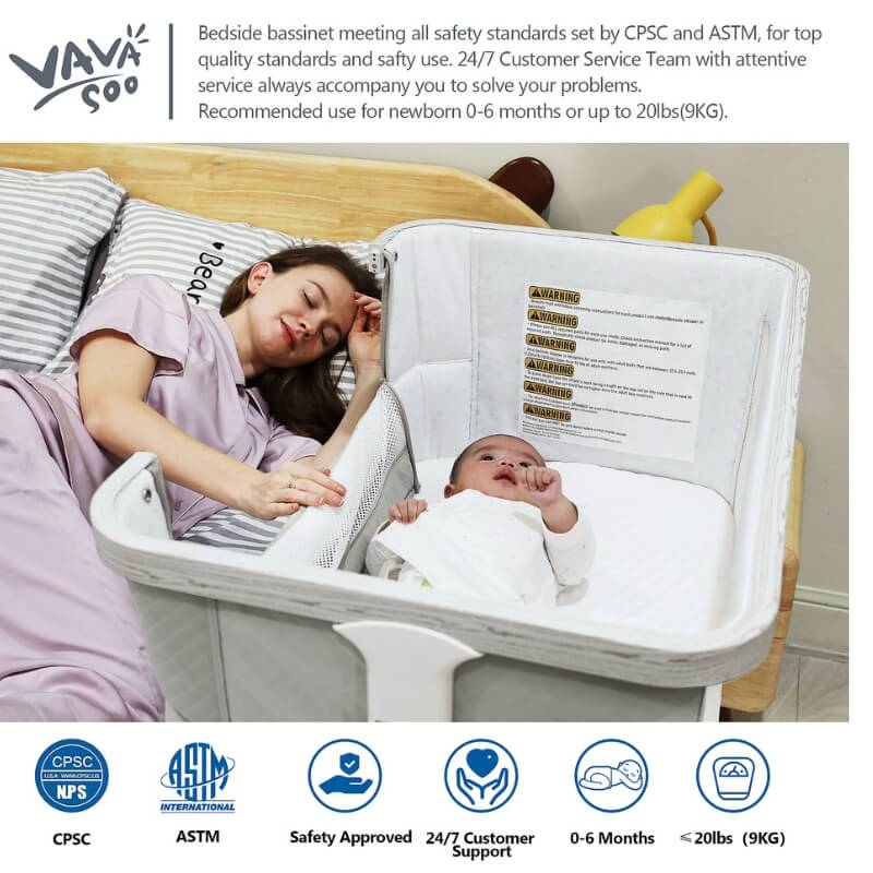 Portable & Adjustable Electric Baby Crib/ Baby Bassinet Bedside Sleeper 2 Rocking Motion With Storage - Image 11