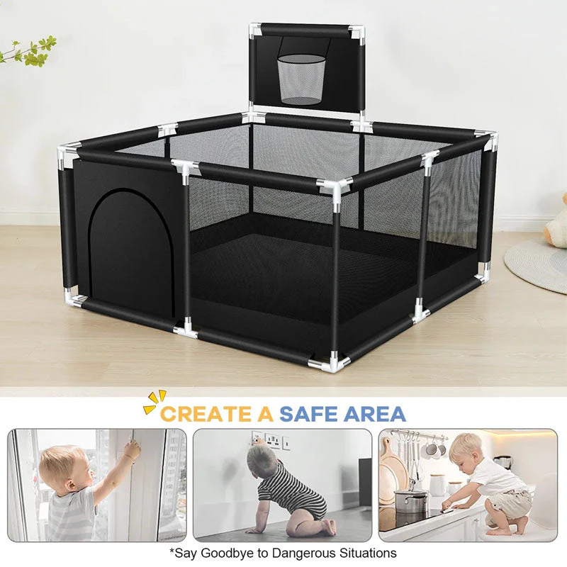 Portable Baby Playpen Fence Gate Wall Fence Barrier Play Gym Mat 125cm - Image 7