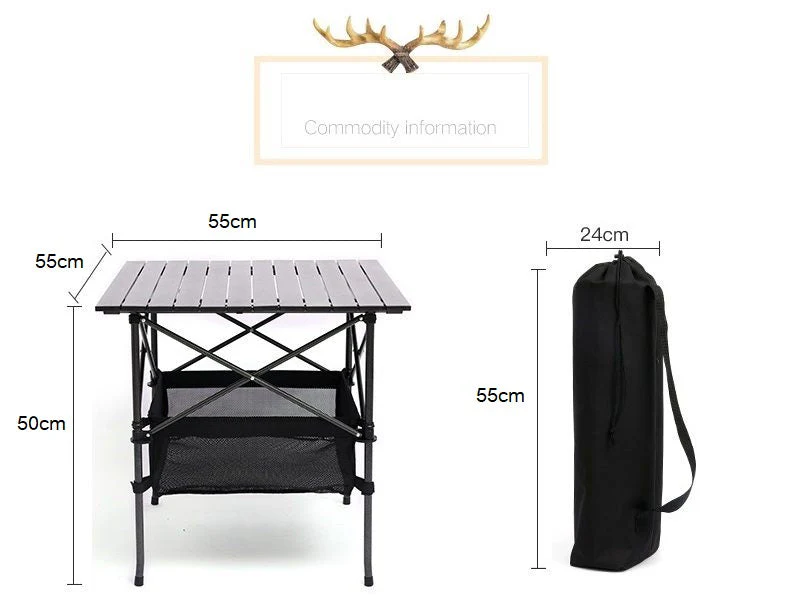 Portable Folding Table Tea Picnic Camping Barbecue Square Table 55cm - Image 3
