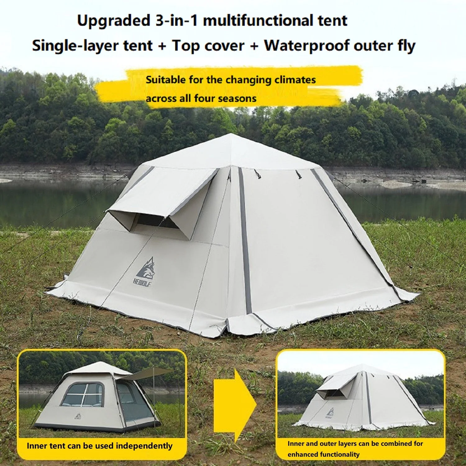 Portable Fully Automatic Waterproof Camping Tent with Canopy for All-Season - Image 8