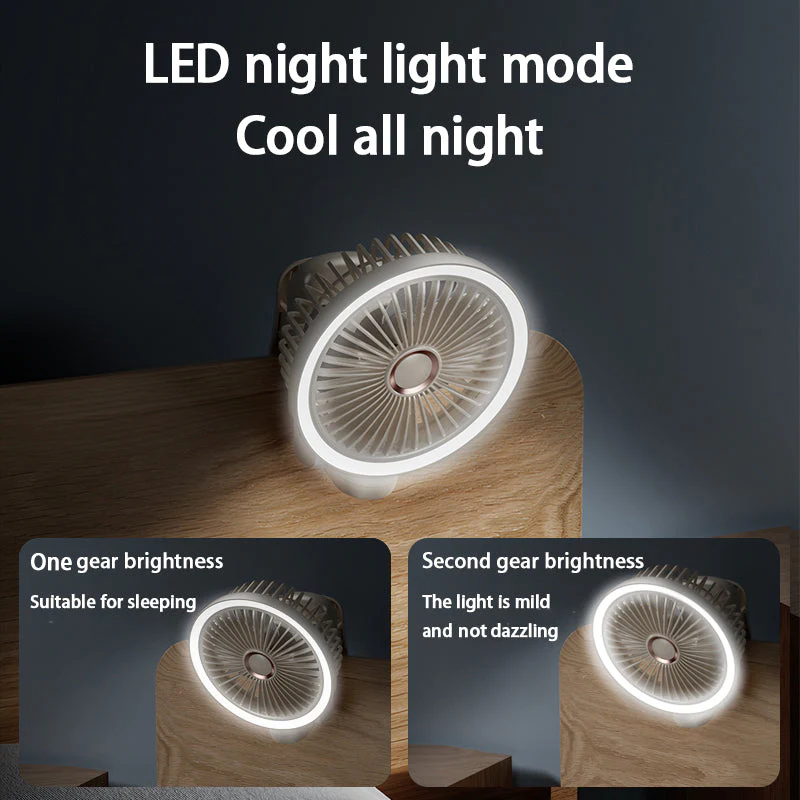 Portable Mini Desk Fan with LED Light Ring USB Rechargeable - Image 5