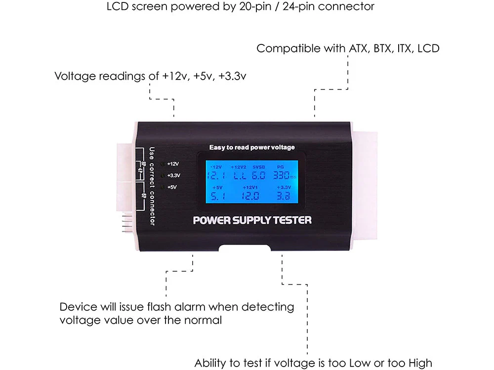 Power Supply Tester Digital Lcd 20/24 Pin Psu Atx Ba4 - Image 3
