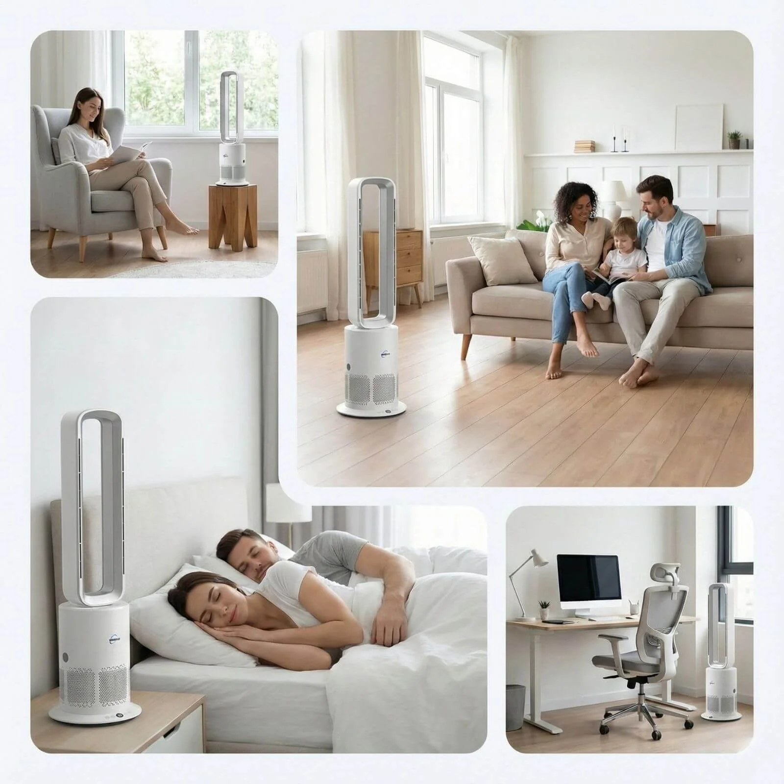 3 in 1 Hot & Cool Bladeless Fan Heater with Air Purifier | PureAir | Silver/White - Image 10