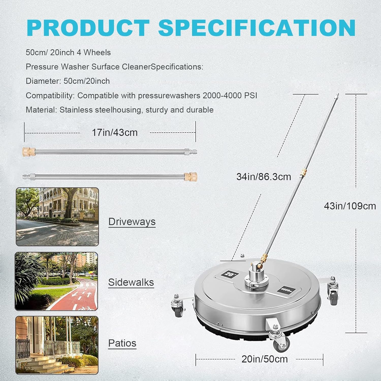Pressure Washer Surface Cleaner 20 Inch - Image 6