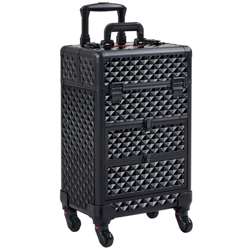 Professional Rolling Makeup Train Case with Drawers - Image 2