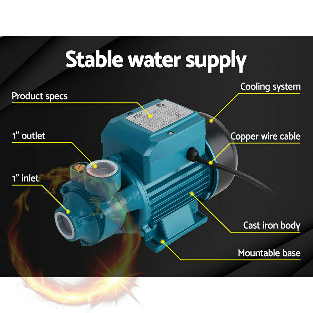 PUMP-QB60 230V Electric Clean Water Pump 35L/Min 1/2/HP - Image 2