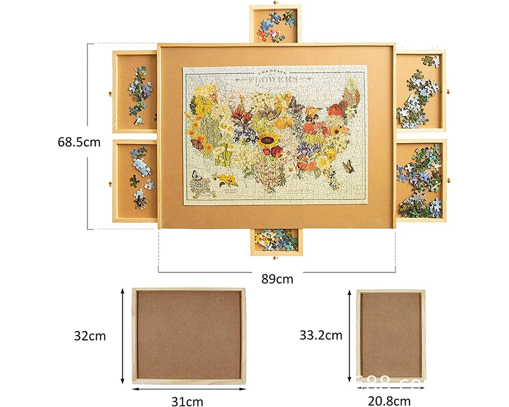 1500 Piece Jigsaw Puzzle Board with 6 Drawers - Image 5