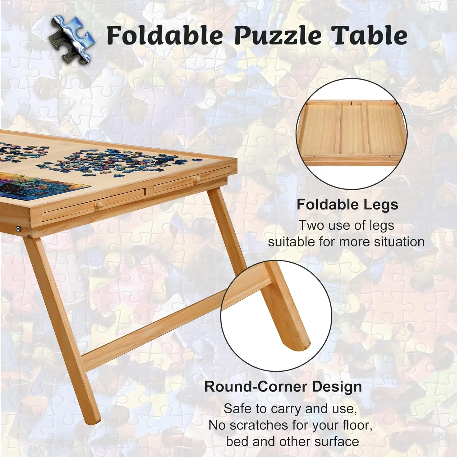Puzzle Table Craft Board Game Table Jigsaw Game Table 1500 Piece - Image 7