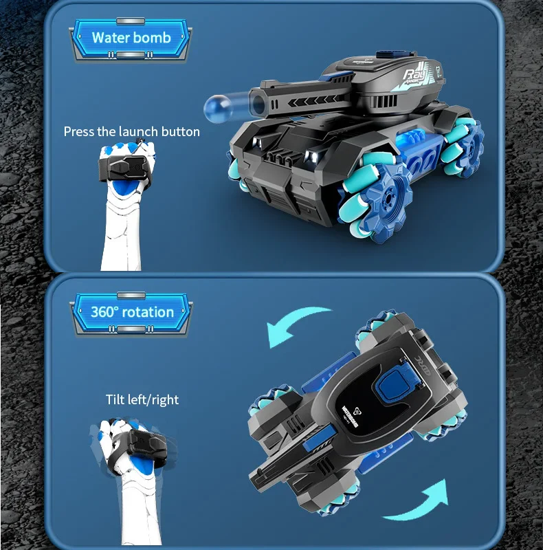 RC Tank Shoots Gesture Sensing Rc Stunt Car Light &amp; Music Water Bullet Ball - Image 5