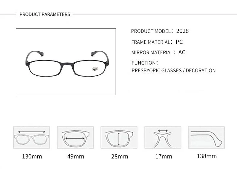 Reading Glasses Readers Rectangular Business Plastic Frame Unisex 2.5 - Image 3