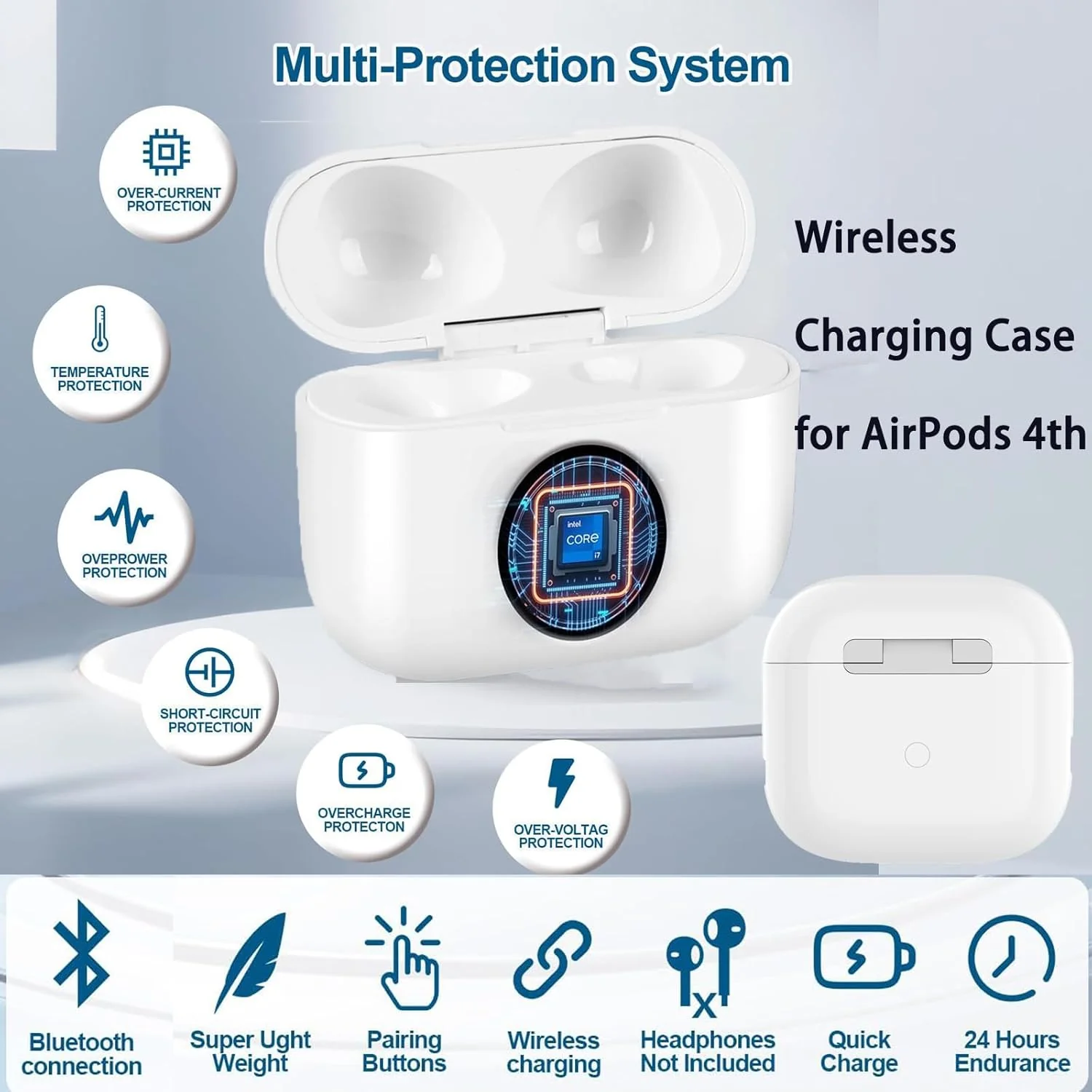 Replacement Wireless Charging Case Compatible with Air Pods 4 - Image 6
