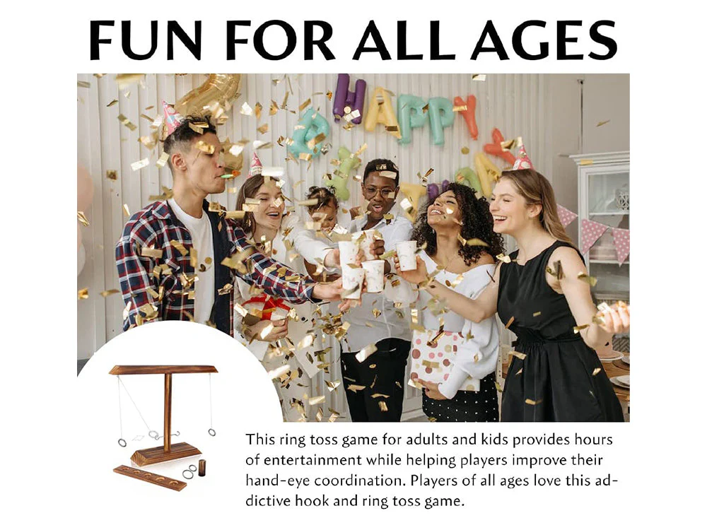 Ring Toss Tabletop Game-Dark Wood - Image 2