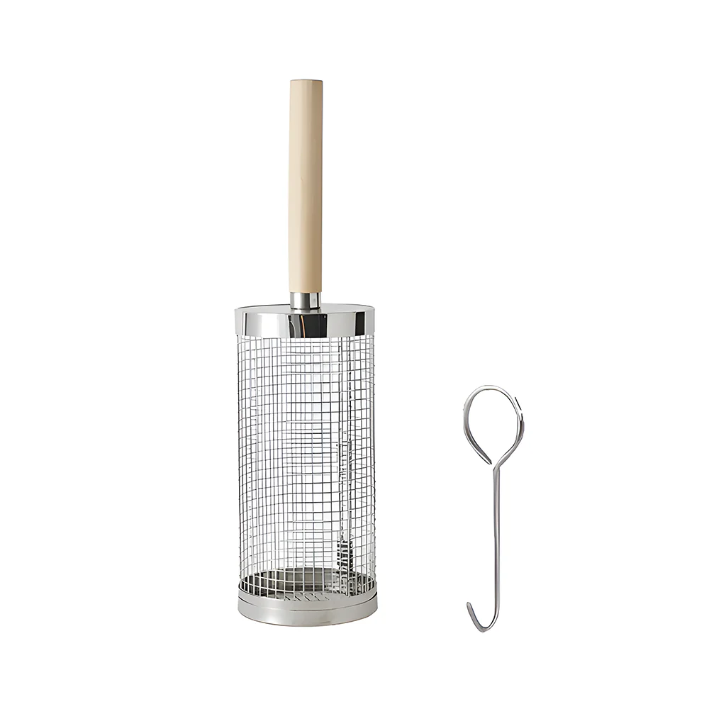 Rolling Grill Basket – Stainless Steel BBQ Net Tube for Meat, Vegetables & Seafood Outdoor Cooking