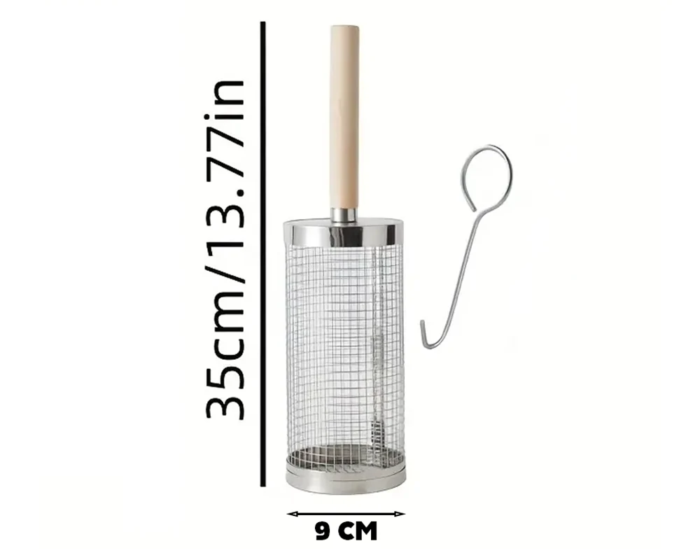 Rolling Grill Basket – Stainless Steel BBQ Net Tube for Meat, Vegetables & Seafood Outdoor Cooking - Image 3