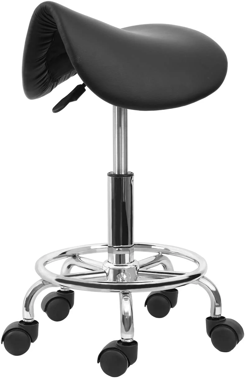 Rolling Saddle Stool PU Leather - Image 10