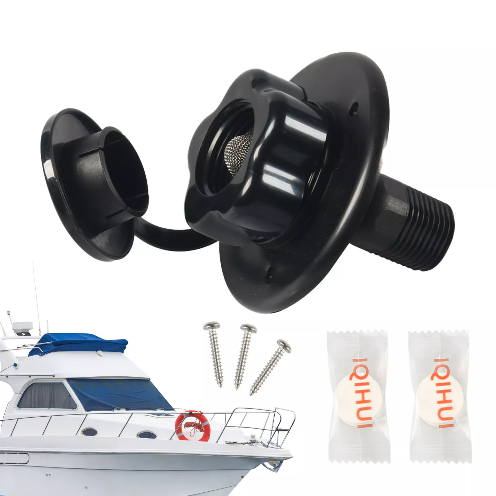 RV City Water Inlet with Check Valve (Black)