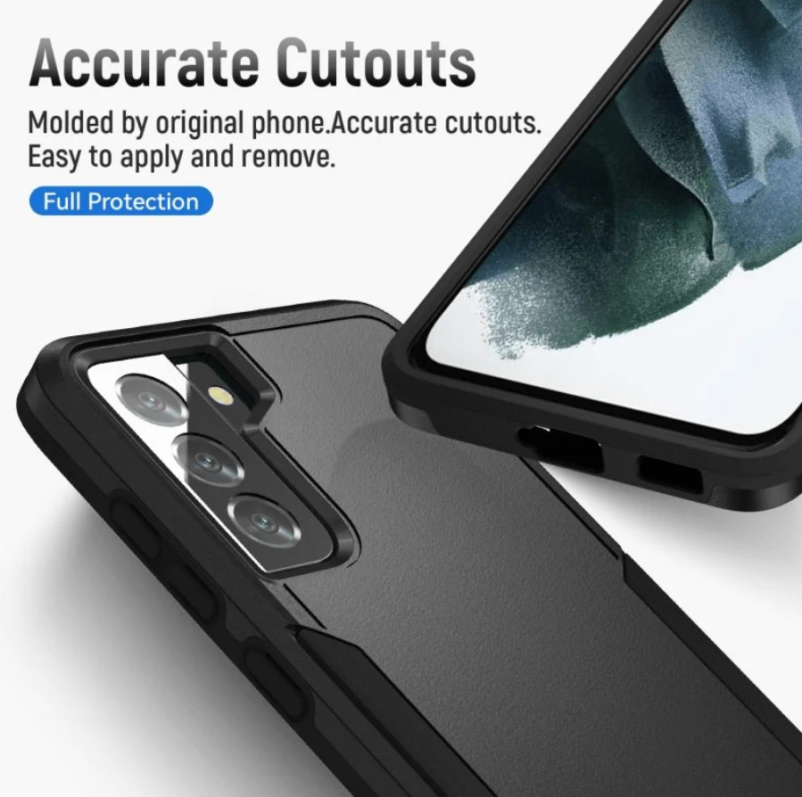 Samsung Galaxy S21 FE Dual Layer Armor Hard Case – Black - Image 2
