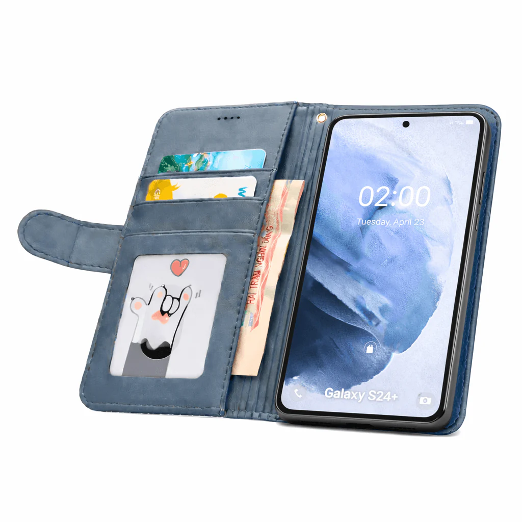 Samsung Galaxy S24 Plus Flip Wallet Case Cowhide Dot Pattern - Image 9