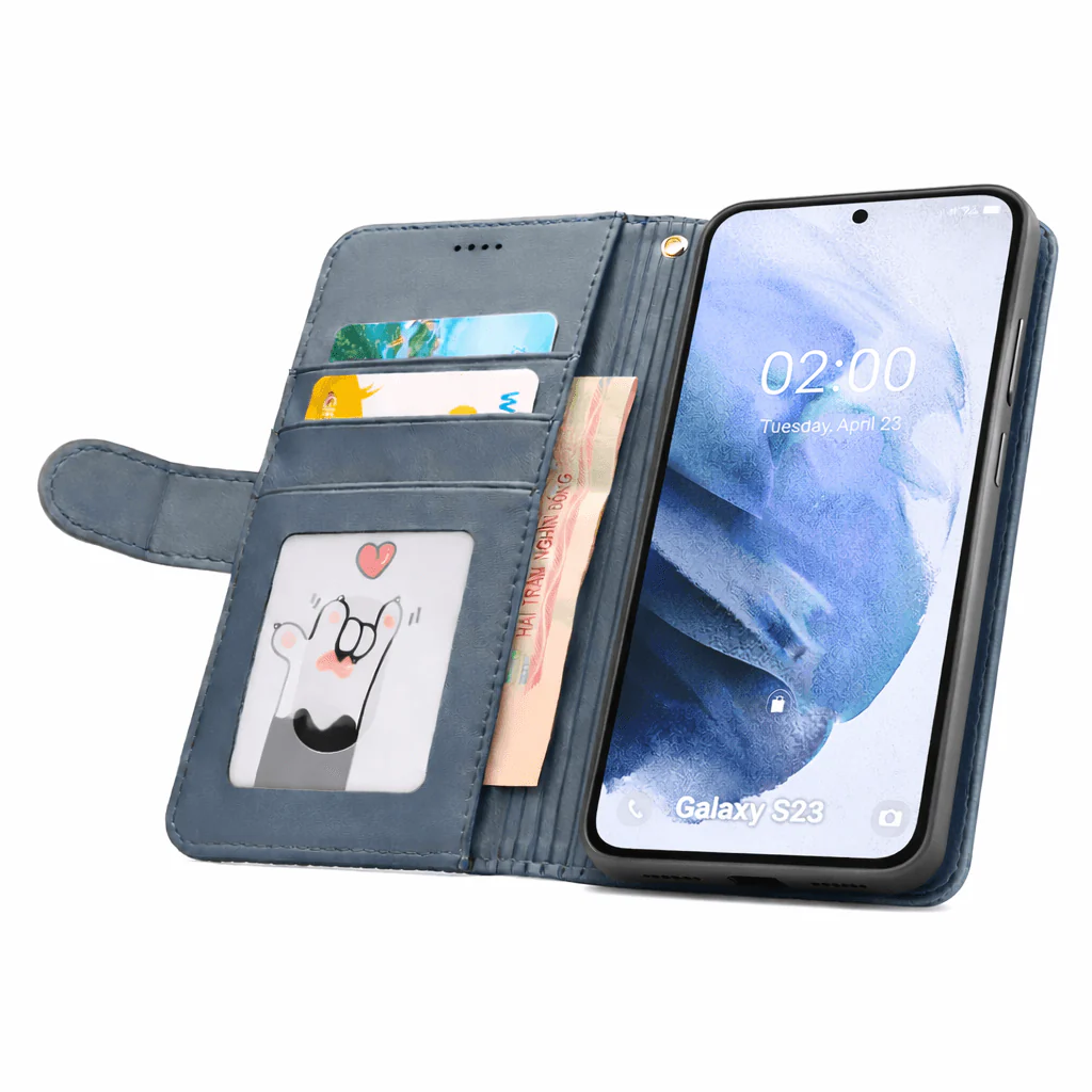 Samsung Galaxy S25 Flip Wallet Case Cowhide Dot Pattern - Image 9
