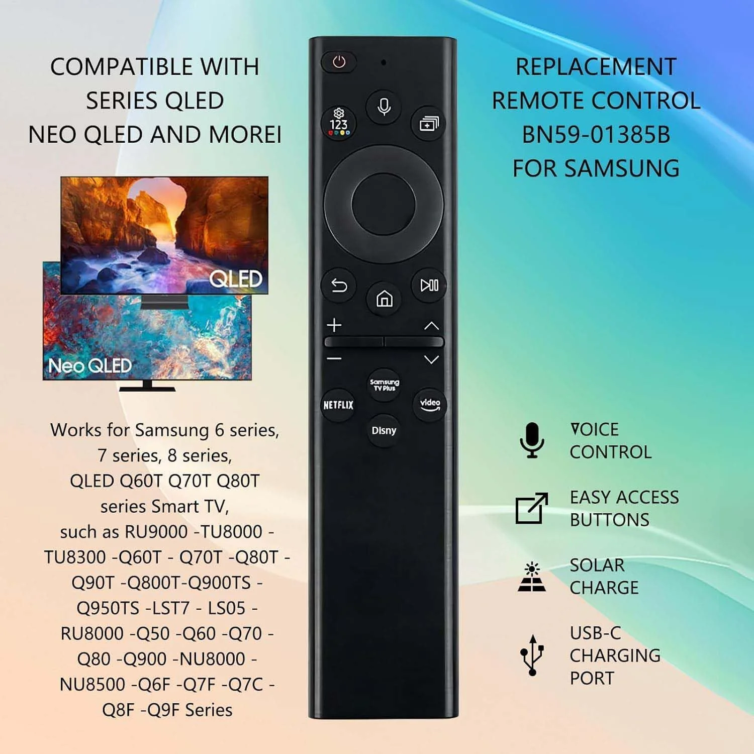 Replacement Remote compatible with Samsung Smart Solar TV Remote - Image 2