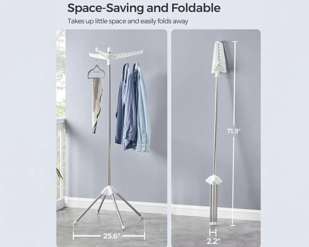 Space Saving Clothes Laundry Drying Rack - White - Image 5