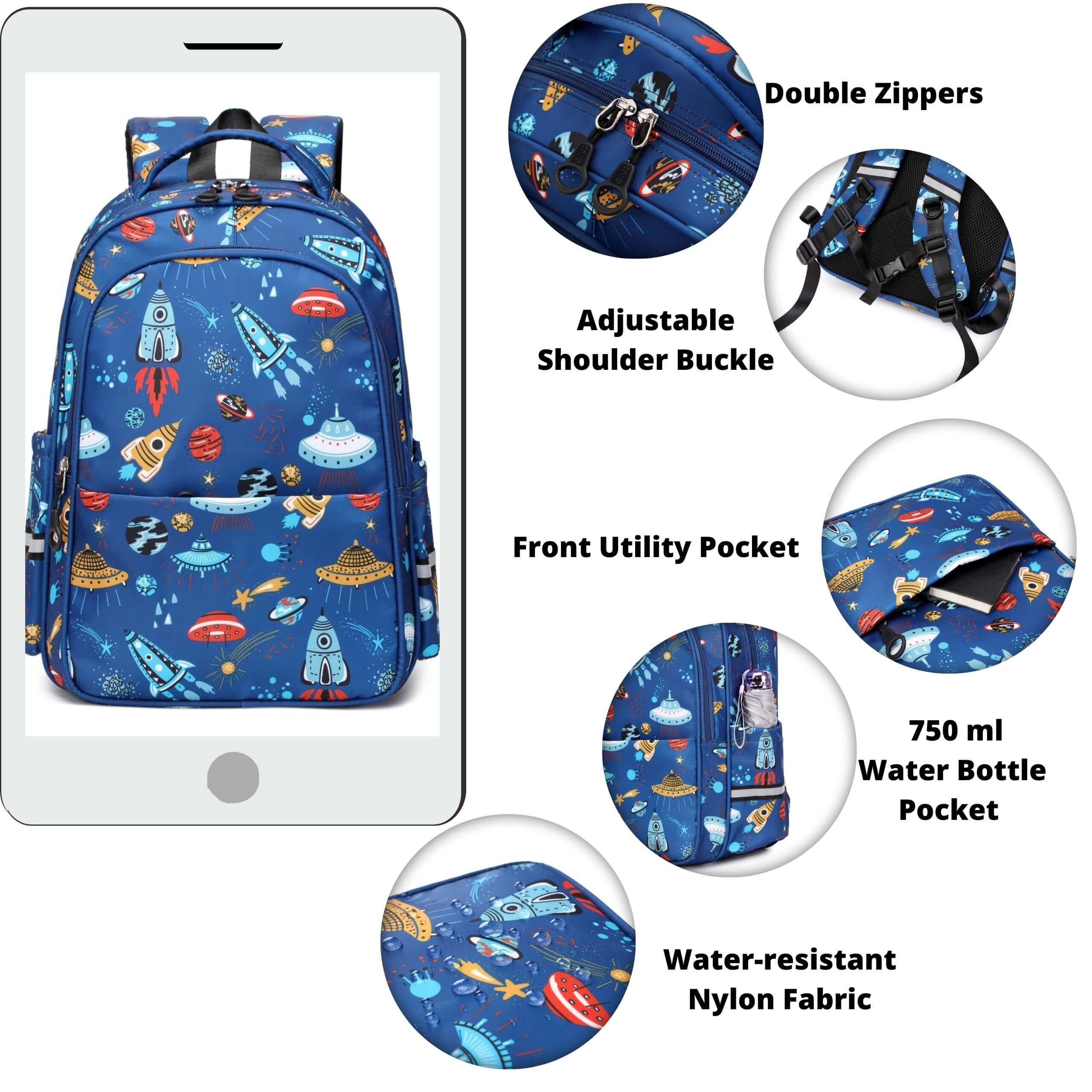 School Bag for Boys & Kids Backpack | Spaceship - Image 7