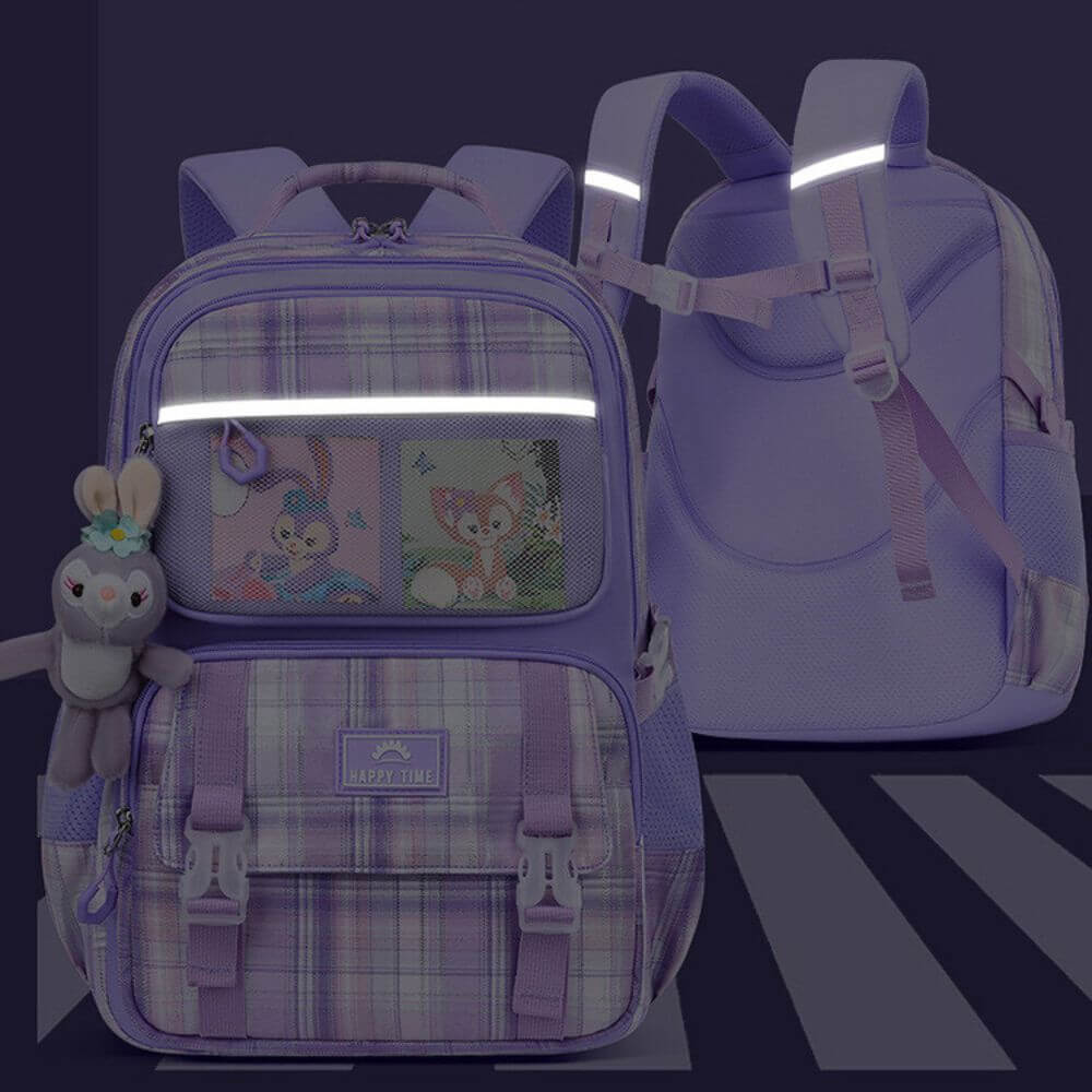 School Bags for Girls & Kids Backpack | Cute Cartoon Rabbit | Purple & Pink - Image 7