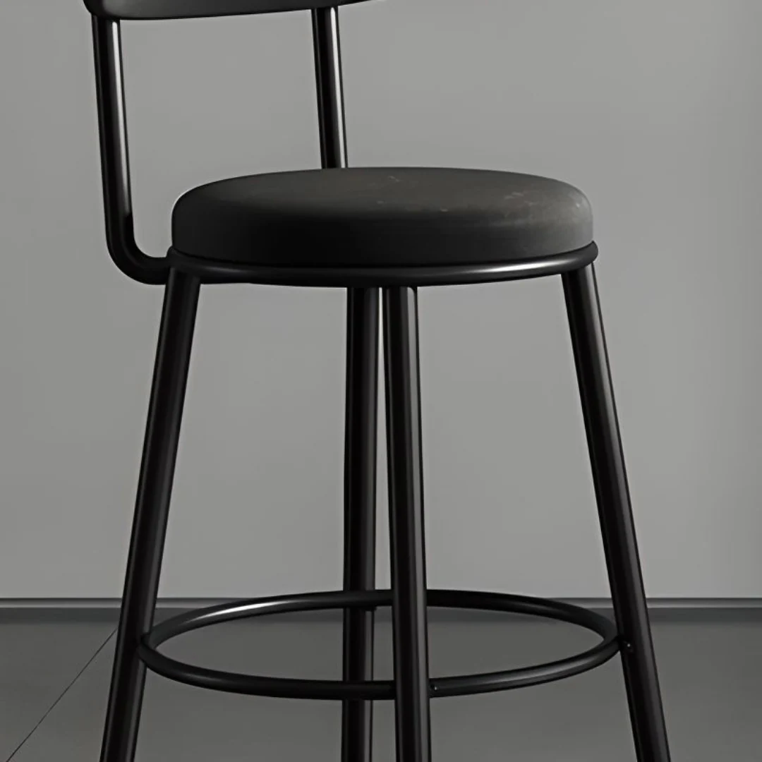 Set of 2 Barstools Modern Black Velvet Bar Stools - Image 6