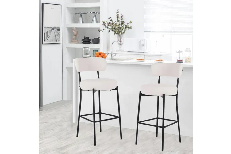 Set of 2 Boucle Bar Stools Counter Bar Stool - Image 10