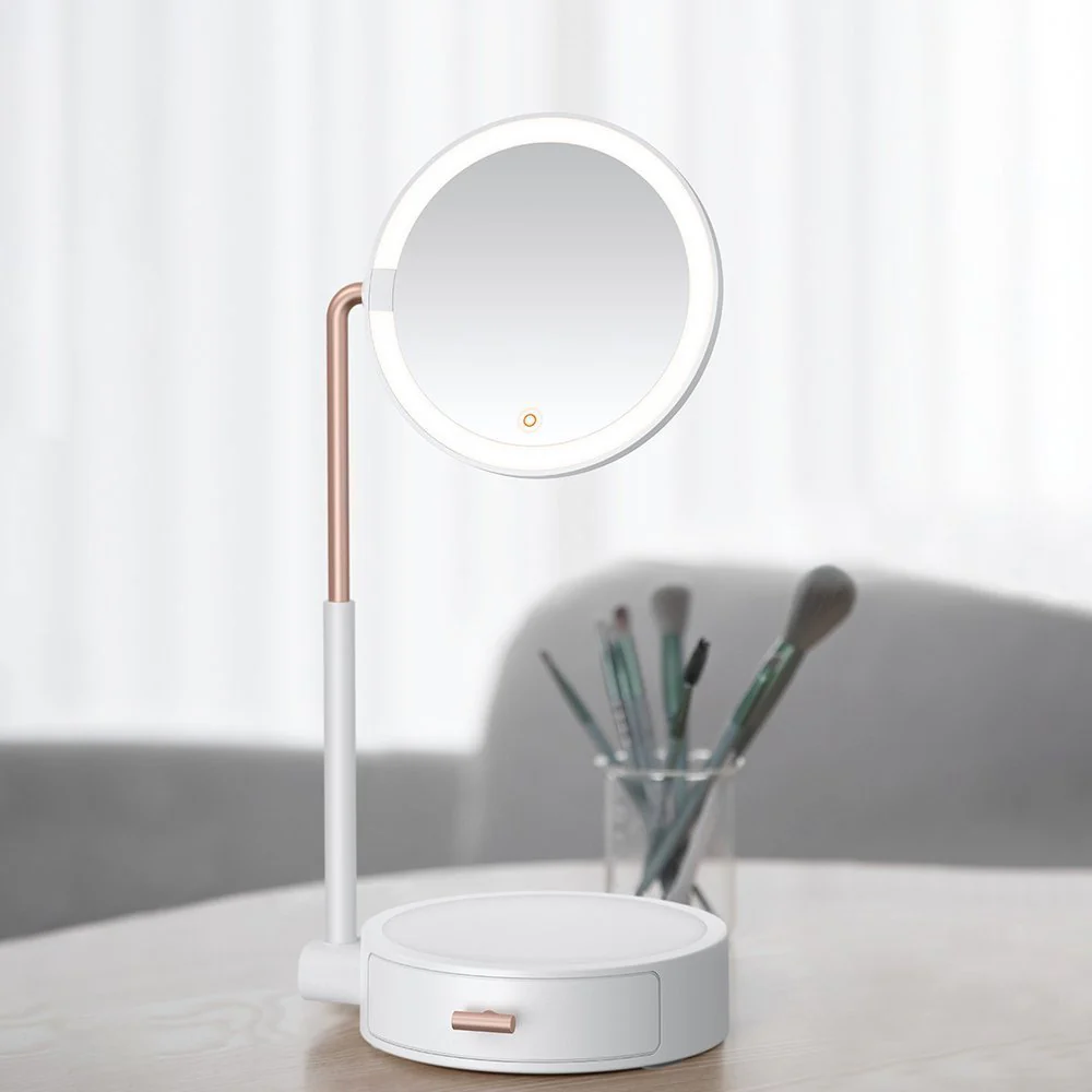 Smart Touch Beauty Lighted LED Makeup Mirror with Storage Box Height Adjustable - Image 4