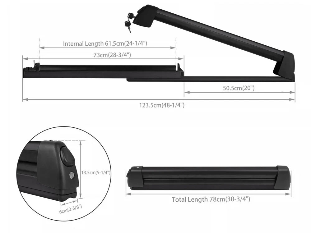 Snowboard Ski Top Roof Rack Carrier-Black - Image 6