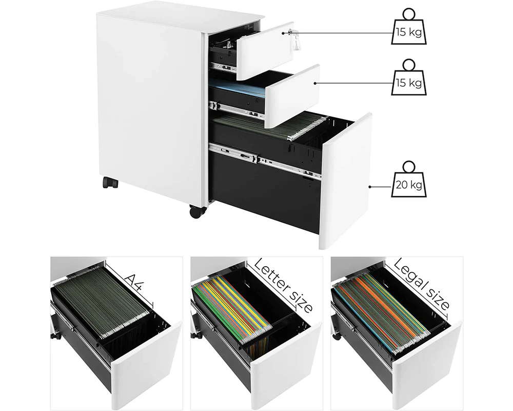 SONGMICS Office file Cabinet with Wheels File Organiser - Image 7