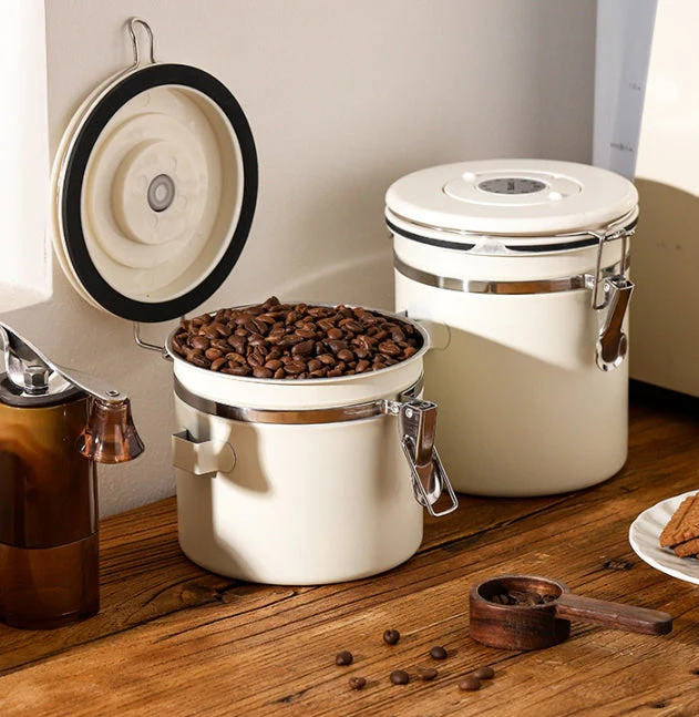 Stainless Steel Coffee Storage Container with Airtight Lids - Image 4