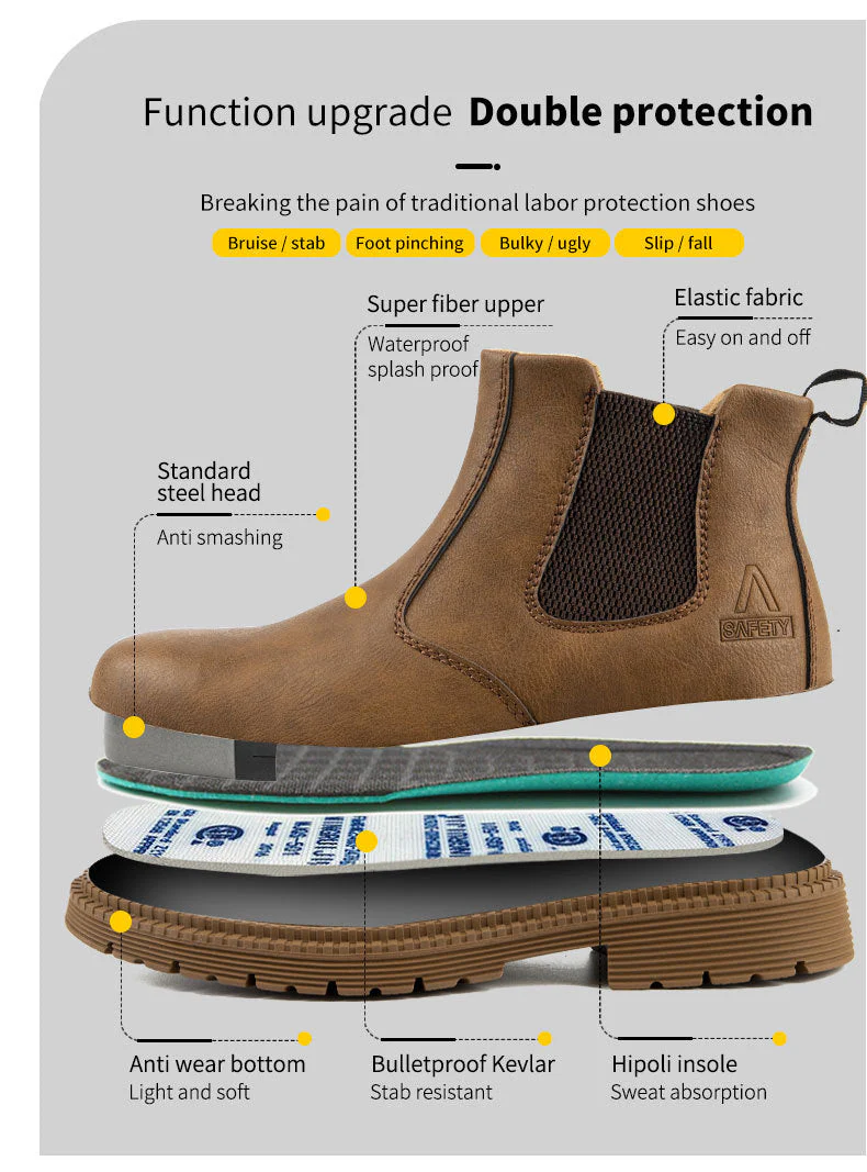 Steel Toe Work Shoes Slip On Safety Oiled Leather Boot Puncture Proof Soft Light - Image 7