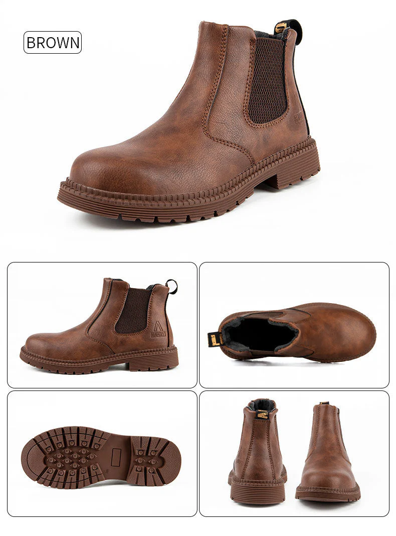 Steel Toe Work Shoes Slip On Safety Oiled Leather Boot Puncture Proof Soft Light - Image 9
