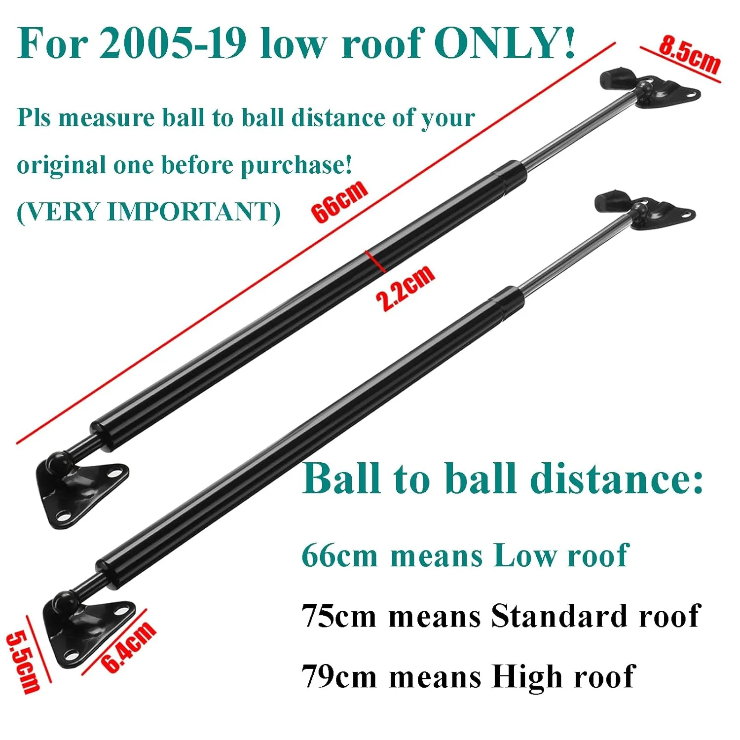 Tailgate Gas Struts For Toyota Hiace Low Roof 05-18 - Image 5