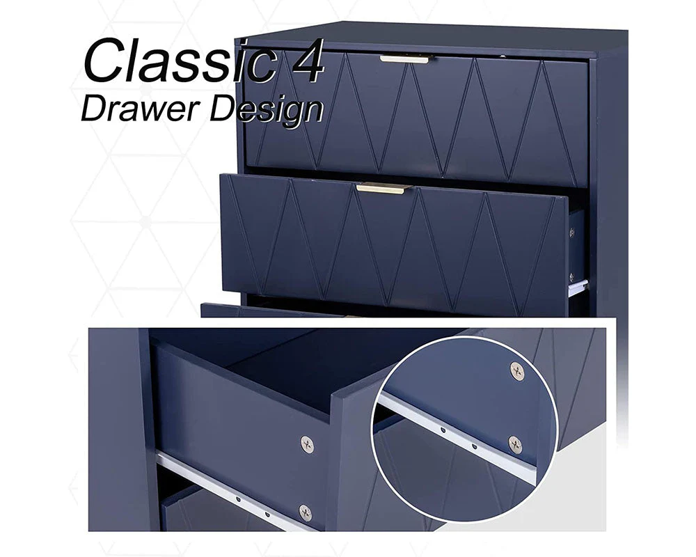 Tallboy Chest of Drawers - 4-Drawer Dressers for Bedroom (Navy) - Image 2