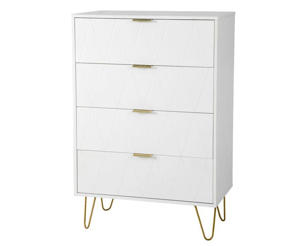 Tallboy Chest of Drawers -  4-Drawer Dressers for Bedroom (White) - Image 2