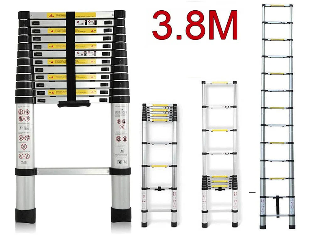 Telescopic Ladder 3.8m Aluminium Extension Ladder - Image 13