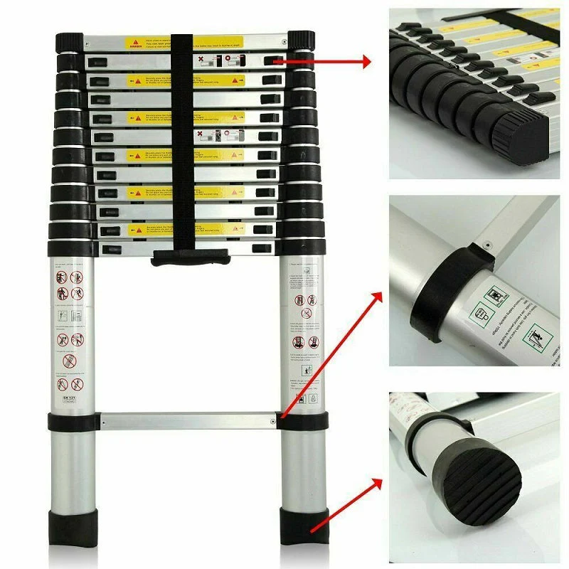 Telescopic Ladder 3.8m Aluminium Extension Ladder - Image 8