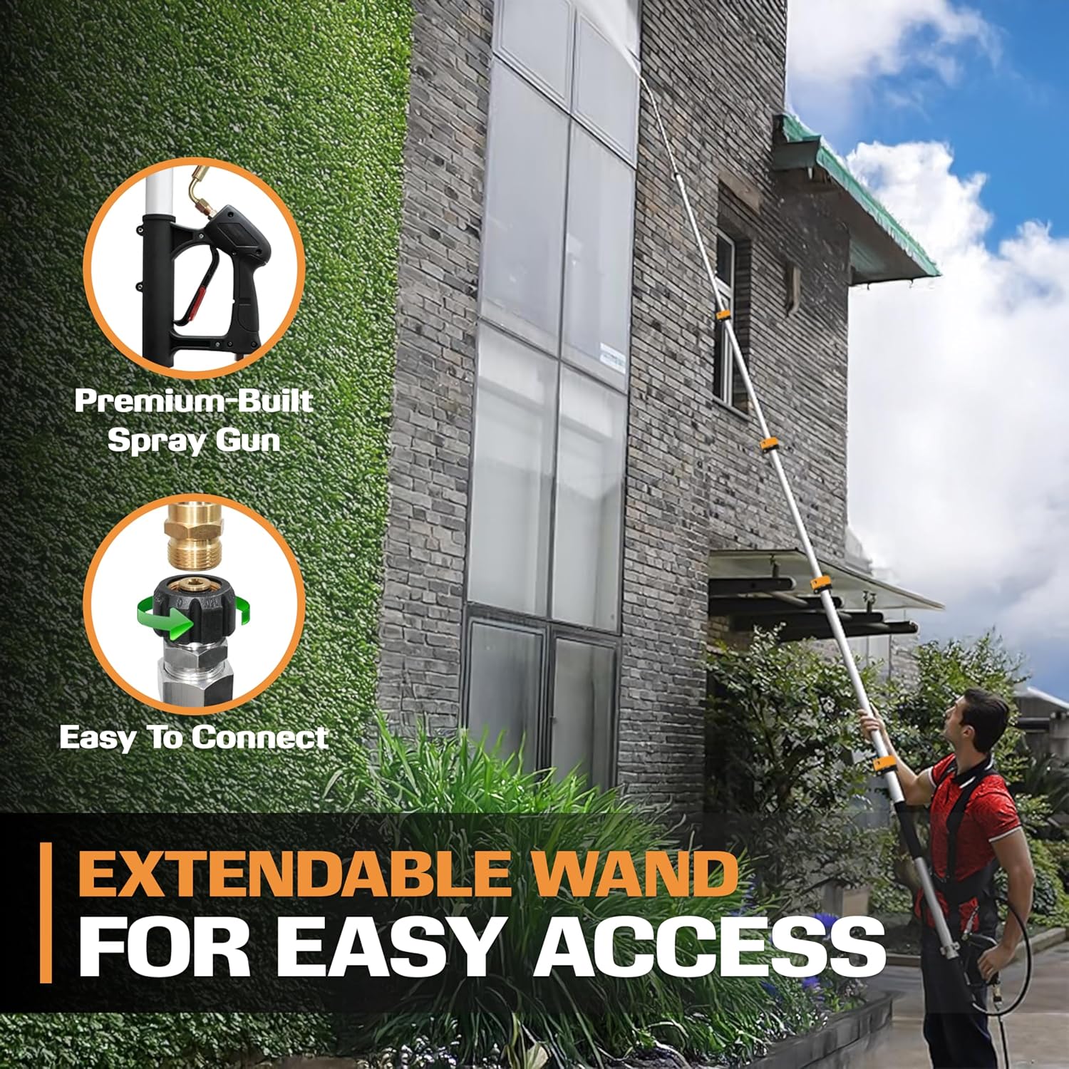 Telescoping Pressure Washer 7.3m Pole with Harness - Image 10