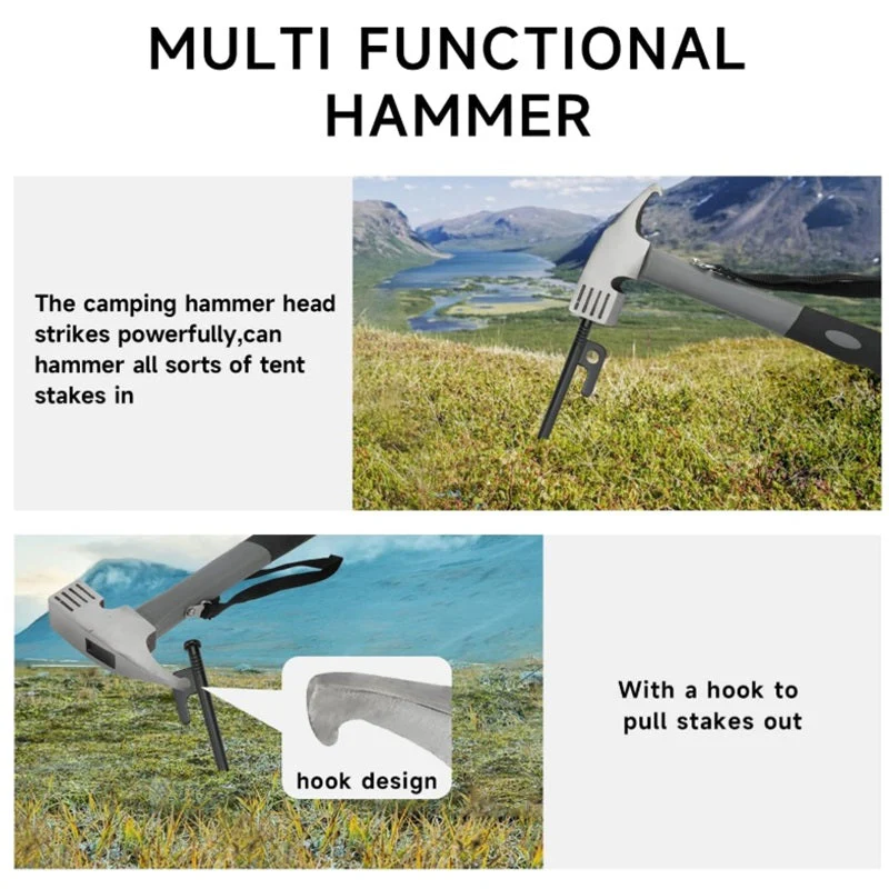 Tent Stakes and Hammer Set 8pcs 12in Heavy Duty Forged Steel Tent Stakes+a Hammer - Image 4