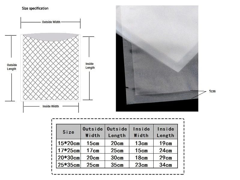 Textured Vacuum Seal Bags Pre-cut Food Storage Saver Bags Size XS-L - Image 5